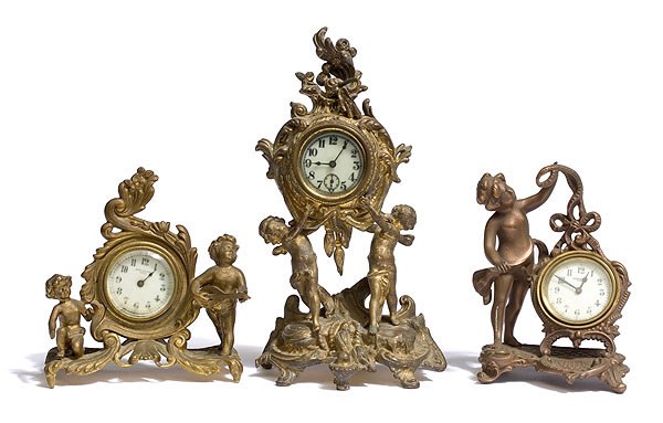 Three Figural Novelty Clocks, — Antique Clocks Price Guide
