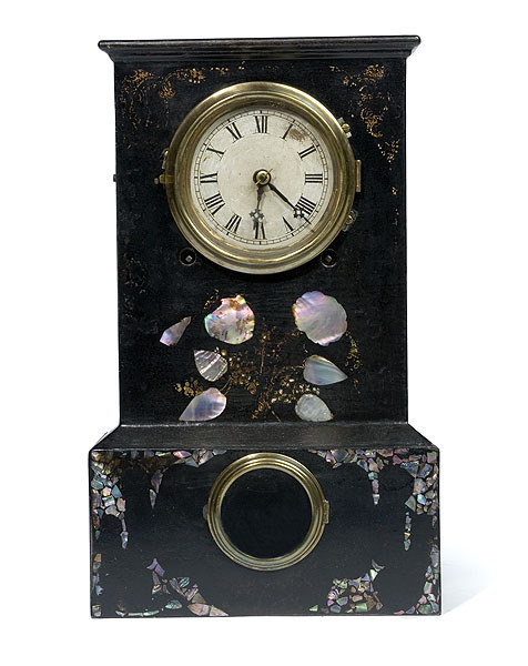 Scarce Terry & Andrew Mother of Pearl-Decorated Iron Case Clock, — Antique Clocks Price Guide