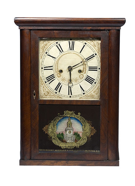 Eli Terry Jr. & Co. Mahogany Half Column Shelf Clock, — Antique Clocks Price Guide