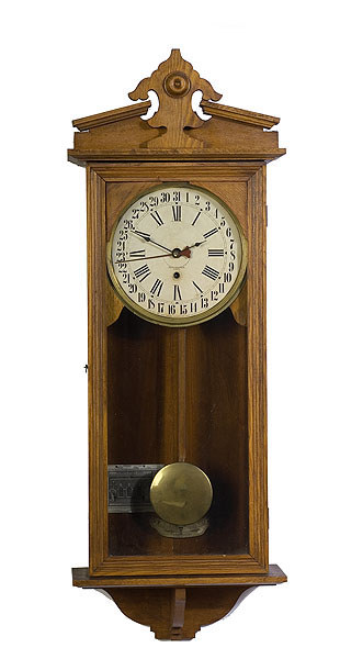 New Haven Clock Co. Oak Victorian Regulator Clock, — Antique Clocks Price Guide