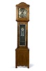 L.C.R.S. Chicago Tall Case Clock with Prairie School Stained Glass Waist Door silvered engraved brass dial,