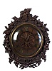 Fine Black Forest Carved Oak Morbier-Style Wall Clock,