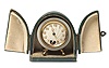 French Enameled Traveling Clock in Tiffany Style Box,