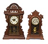Uncatalogued Lot: Two Walnut Kitchen Shelf Clocks,