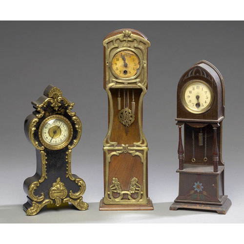 Three Small Wooden Novelty Clocks, — Antique Clocks Price Guide