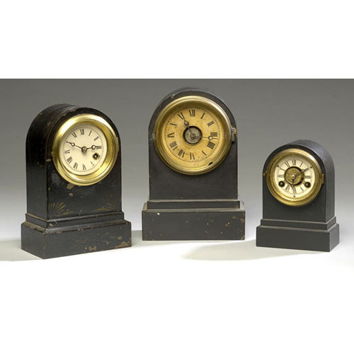 Three Miniature Iron Terry Clock Co. Beehive Clocks, — Antique Clocks Price Guide