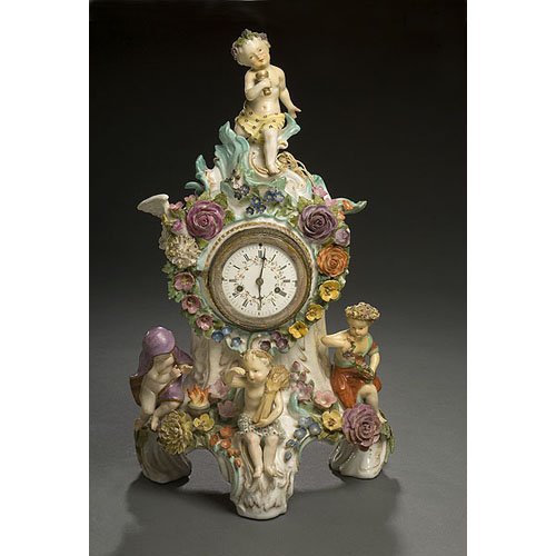 German Porcelain Clock Depicting "Four Seasons", — Antique Clocks Price Guide