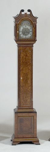Fine English Burl Walnut Grandmother Clock, — Antique Clocks Price Guide