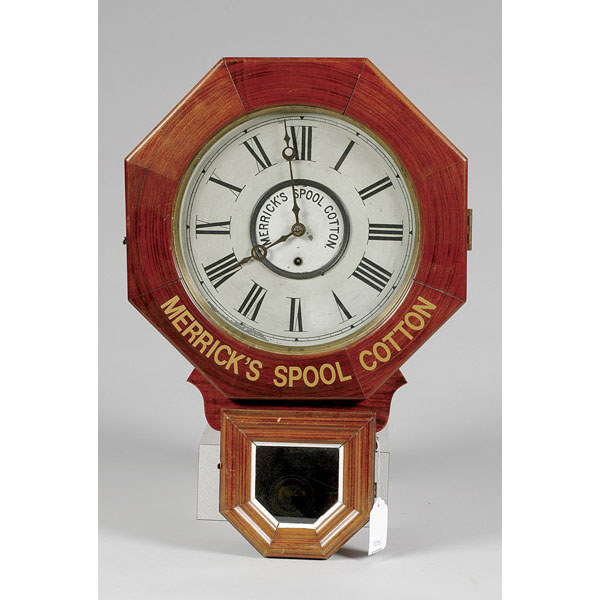 Merrick's Spool Cotton Advertising Wall Clock, — Antique Clocks Price Guide