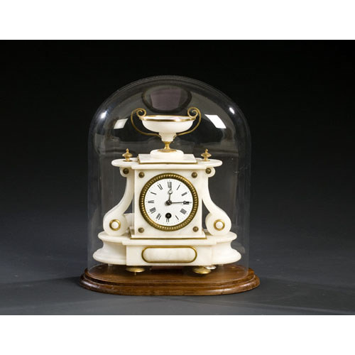 French Alabaster Domed Clock, — Antique Clocks Price Guide
