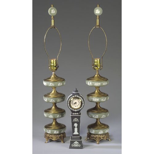 Wedgwood Jasper Table Lamps & Clock, — Antique Clocks Price Guide