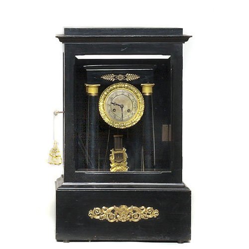 French Cased Portico Clock, — Antique Clocks Price Guide