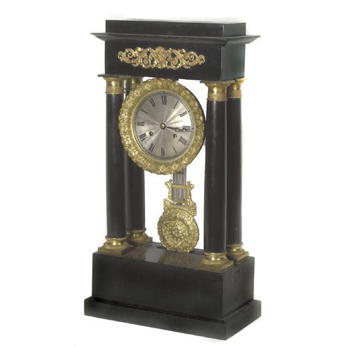 Gilt and Alabaster French Clock Under Dome, — Antique Clocks Price Guide