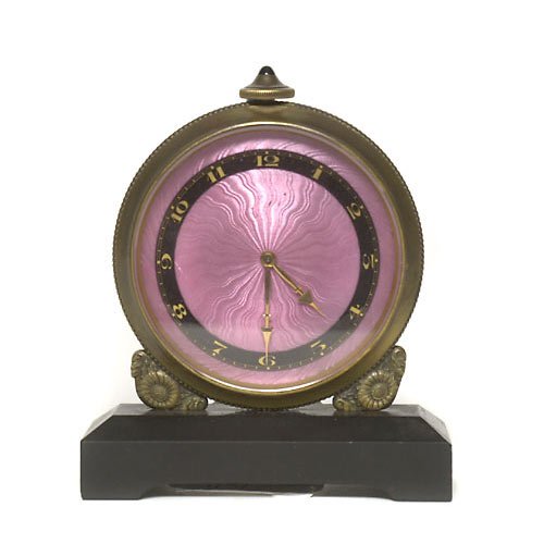French Enameled Art Deco Desk Clock, — Antique Clocks Price Guide