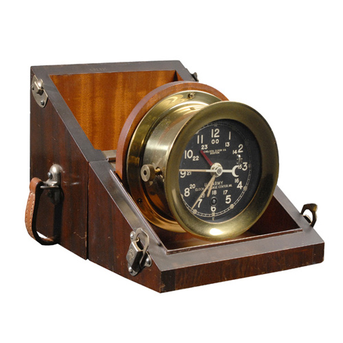 Chelsea U.S. Army Brass Message Center Mark 1 in Mahogany Case, — Antique Clocks Price Guide