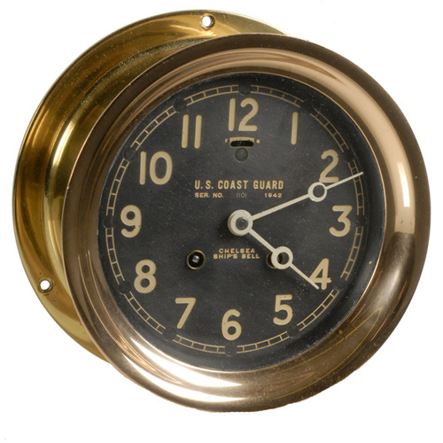 Chelsea 1942 U.S. Coast Guard Ship's Bell Deck/Engine Room Clock, — Antique Clocks Price Guide