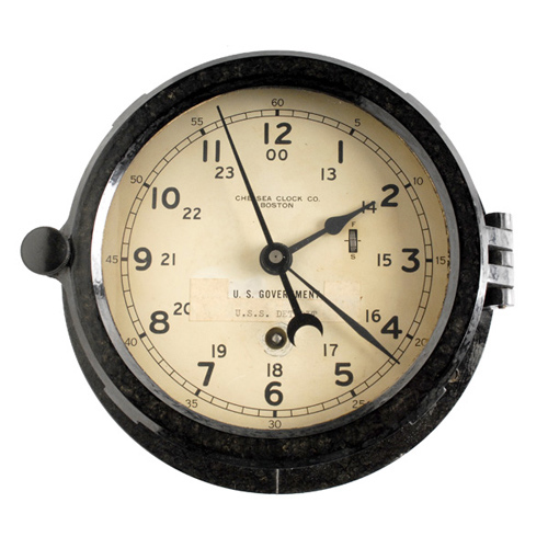Chelsea Deck/Engine Room Clock from U.S.S. Detroit, — Antique Clocks Price Guide
