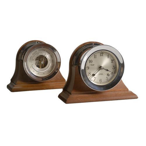 Chelsea Ship's Bell Clock & Barometer Set, — Antique Clocks Price Guide
