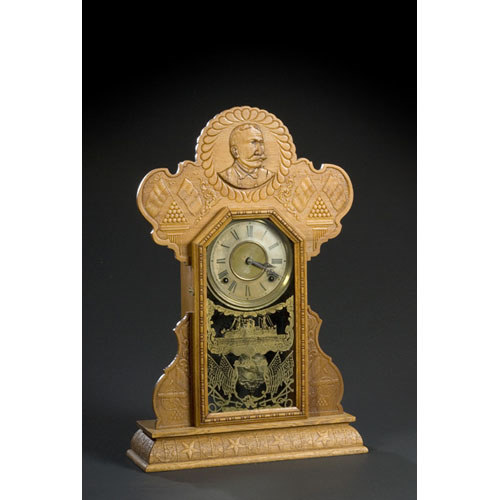 Admiral Dewey Ingraham Pressed Oak Shelf Clock, — Antique Clocks Price Guide