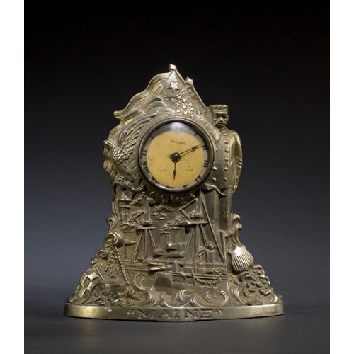 U.S.S. Maine Cast Iron Novelty Clock, — Antique Clocks Price Guide