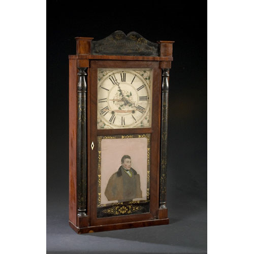 Lafayette Mantel Clock with Reverse Portrait on Glass, — Antique Clocks Price Guide
