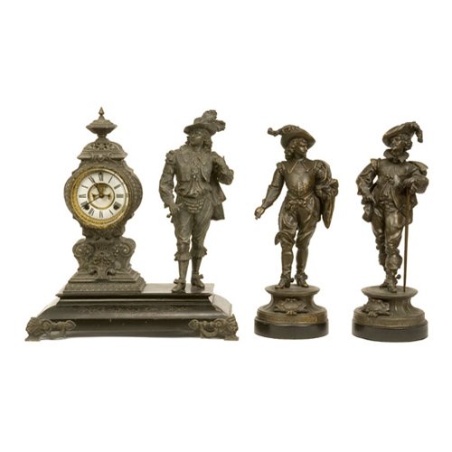 Ansonia Figural Clock and Garniture Set, — Antique Clocks Price Guide
