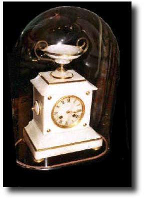 Alabaster and Gilt cased Clock with stand and dome, Circa 1880. — Antique Clocks Price Guide