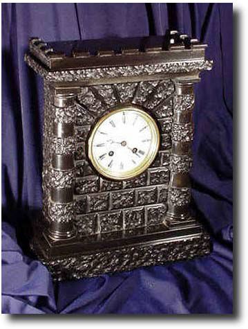 Unusual English Black Marble Castle Clock, circa 1860. — Antique Clocks Price Guide