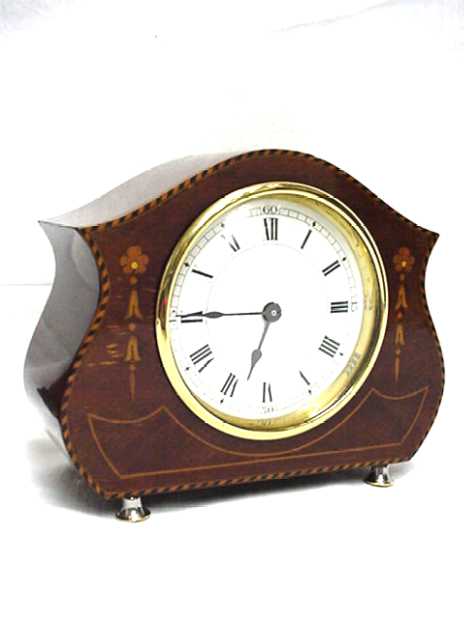 Inlaid Edwardian Desk Clock Unusual French Design — Antique Clocks Price Guide