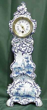 Rare, 8 Day, signed, Blue Delft Porcelain Miniature Grandfather Clock, 18 inches Tall — Antique Clocks Price Guide