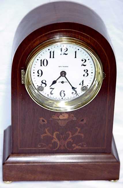 Clocks Seth Thomas Inlaid Mahogany Mantle Clock — Antique Clocks Price Guide