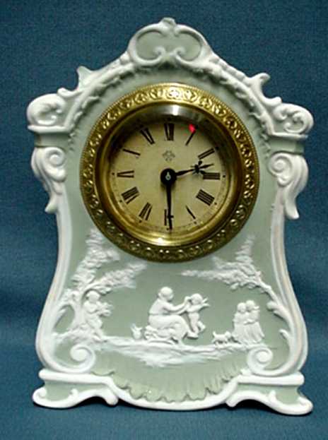 6" Ansonia Miniature Jasperware Boudoir Clock — Antique Clocks Price Guide