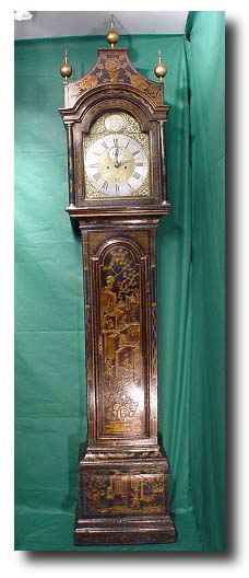 George III blue lacquer pagoda topped longcase clock, circa 1770 — Antique Clocks Price Guide