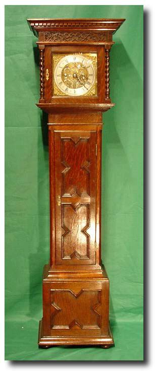 Jacobean style miniature longcase clock, circa 1890-1900 — Antique Clocks Price Guide