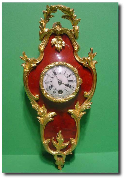 French Louis XIV style red tortoiseshell and gilt ormolu mounted miniature wall clock, Circa 1890 — Antique Clocks Price Guide