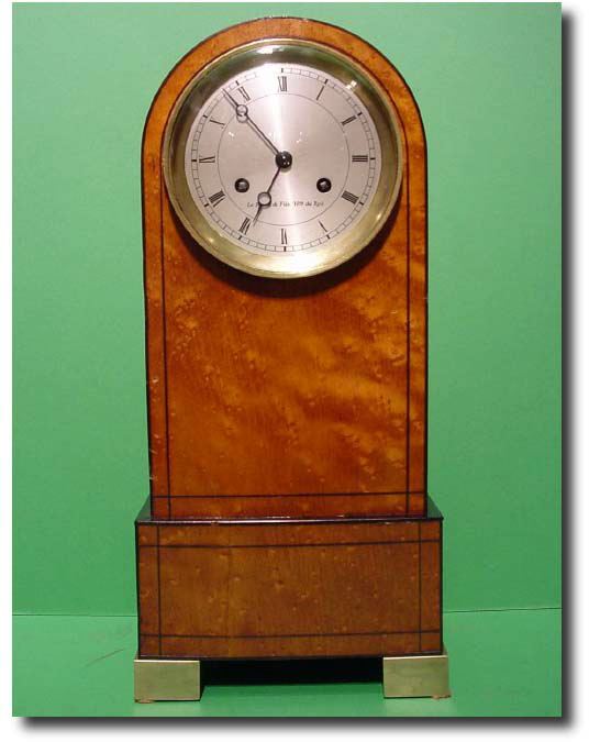 French First Empire birds-eye maple and ebony strung mantel clock — Antique Clocks Price Guide