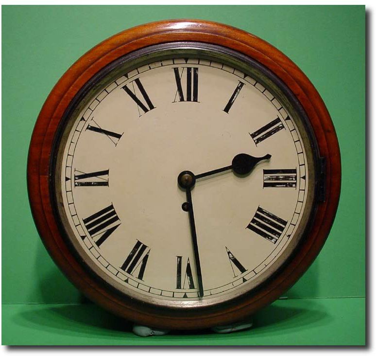 English single fusee painted 12" dial mahogany wall clock — Antique Clocks Price Guide