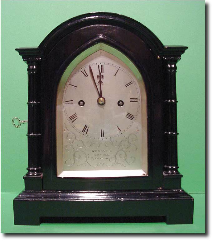 English mahogany gothic double fusee bracket clock by "Webster", Cornhill London, circa 1890 — Antique Clocks Price Guide