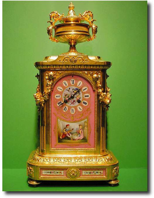 French gilt metal and porcelain mantel clock, circa 1880 — Antique Clocks Price Guide