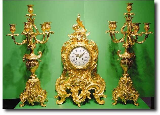 Gilt-bronze 3 piece garniture clock set, circa 1880 — Antique Clocks Price Guide
