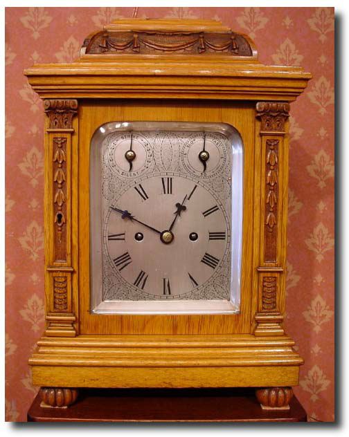 English honey-oak striking bracket clock, circa 1880 — Antique Clocks Price Guide