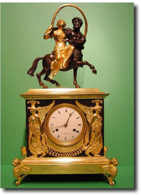 French First Empire gilt ormolu and bronze figural mantel clock, circa 1820-30 — Antique Clocks Price Guide