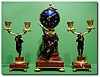 French gilt ormolu and bronze mantel clock garniture, Circa 1870.