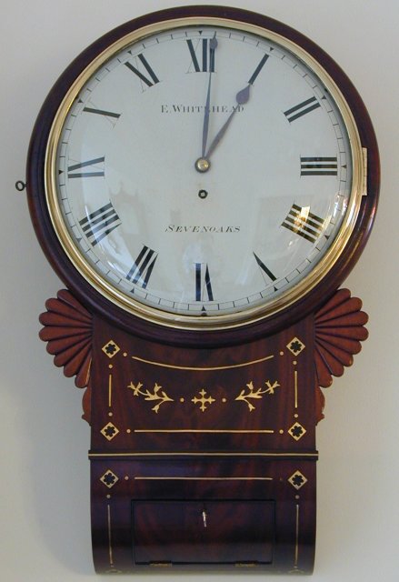 A good English mahogany drop trunk dial clock, E. Whitehead, Sevenoaks — Antique Clocks Price Guide