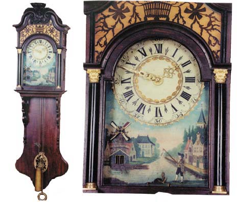 Rare automaton Dutch Staartklok or tail clock, dating back to the early 1800's. — Antique Clocks Price Guide