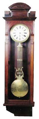 Hanging regulator with a Swiss pinwheel movement. — Antique Clocks Price Guide