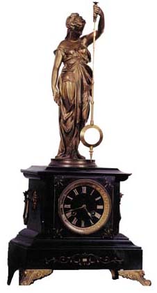 Rare French figural mystery clock, ca 1890. 25 inches high and in very good condition. — Antique Clocks Price Guide