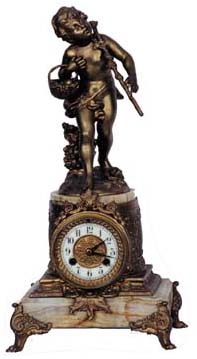 Waterbury Clock Co. clock with a standing statue. — Antique Clocks Price Guide