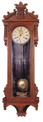Ansonia Clock Co. "Prompt", ca 1901. A big clock at 50inches tall, made with black walnut and is very nice from top to bottom. — Antique Clocks Price Guide