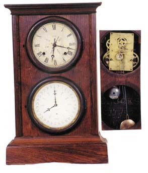 L.F. & W.W. Carter, shelf calendar clock, ca 1862-1867. — Antique Clocks Price Guide